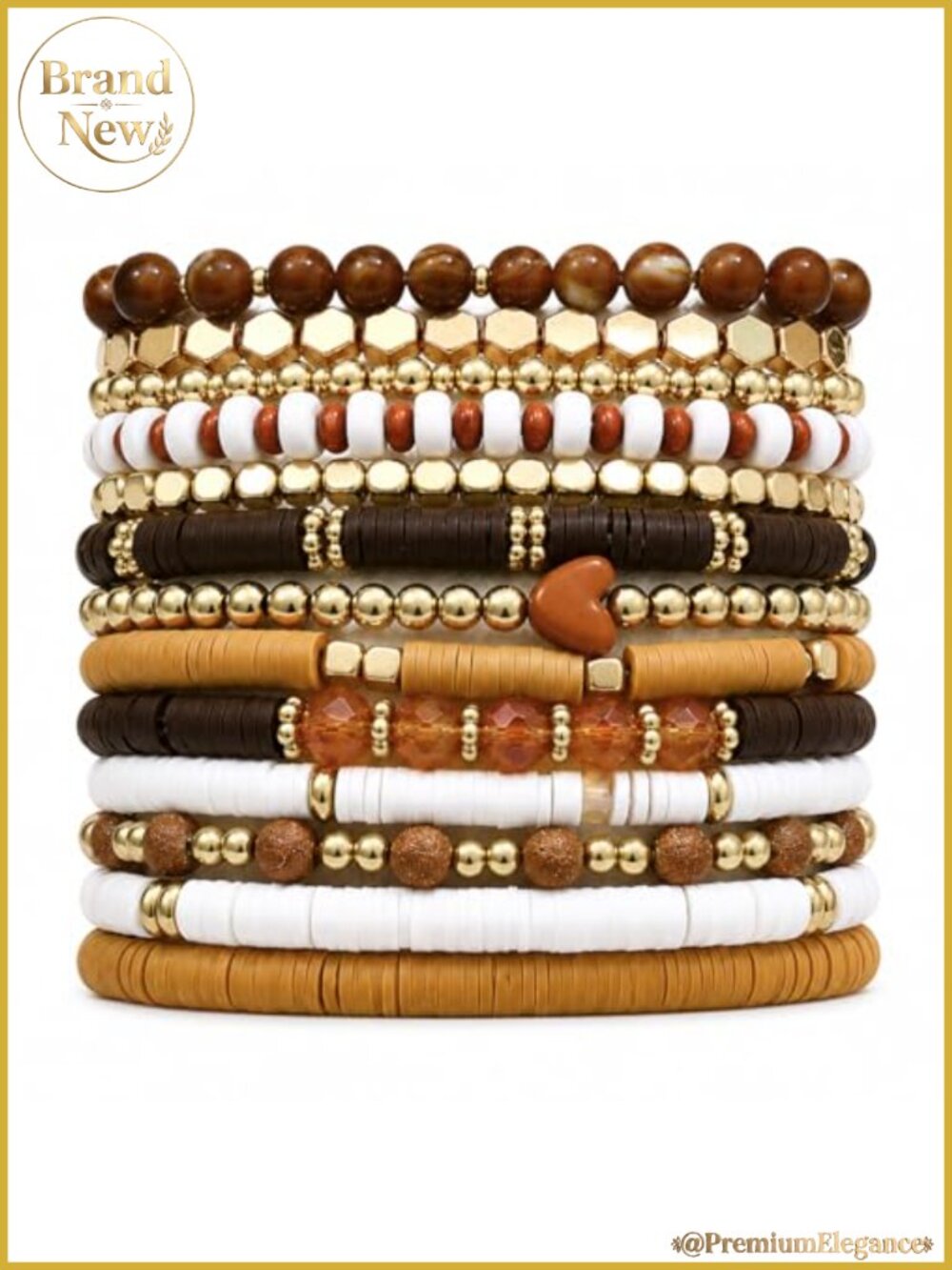 13pcs Boho Beaded Stretch Bracelets Heishi Clay Stackable Jewelry